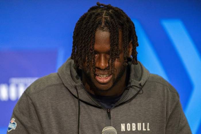 Penn State offensive tackle Olu Fashanu could fill an immediate need for the Las Vegas Raiders.